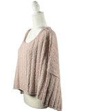 niffty Free People Good Day Pullover in pink rose ribbed knit with a boxy silhouette and wide sleeves on a mannequin