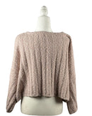 niffty Free People Good Day Pullover in Pink Rose featuring a boxy ribbed knit, scoop neckline, and wide sleeves.