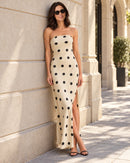 Polka Dot Strapless Maxi Dress