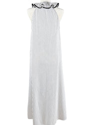 Zara Ruffle Collar Striped Maxi Dress