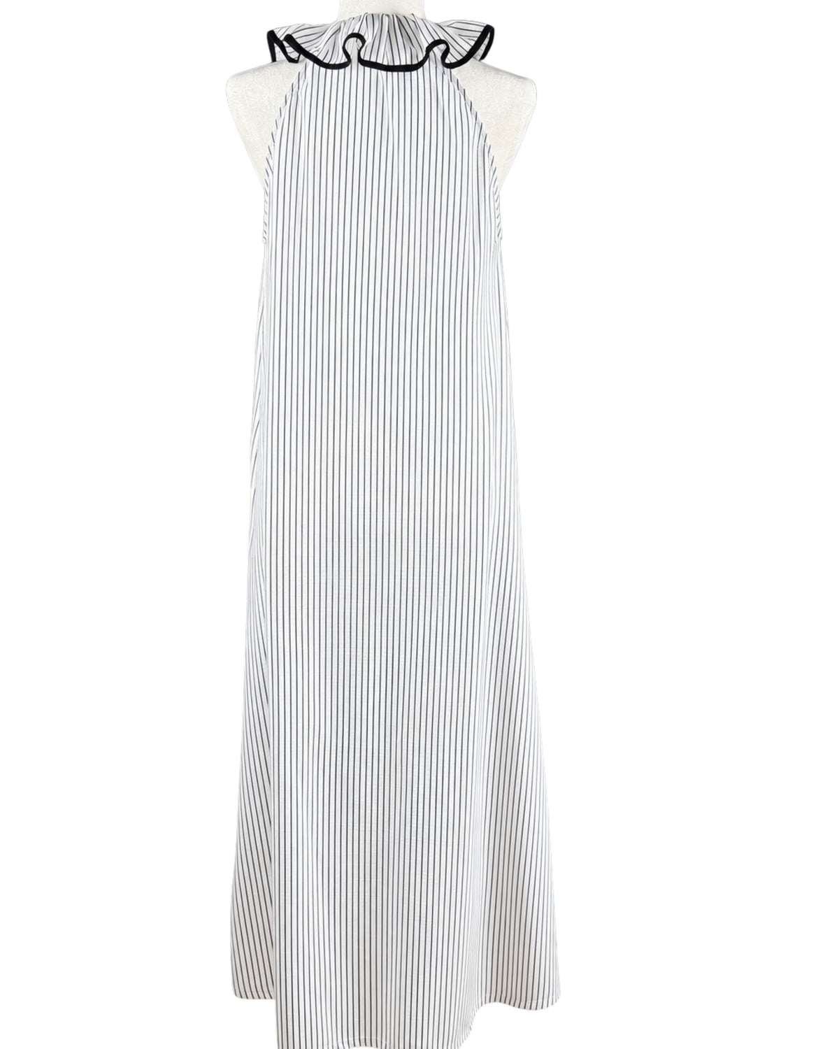 Zara Ruffle Collar Striped Maxi Dress