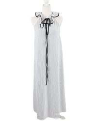 Zara Ruffle Collar Striped Maxi Dress