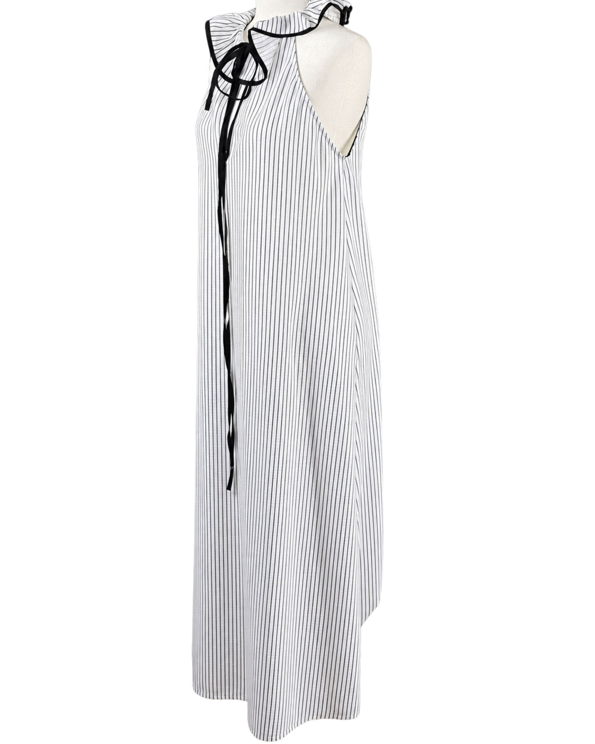 Zara Ruffle Collar Striped Maxi Dress